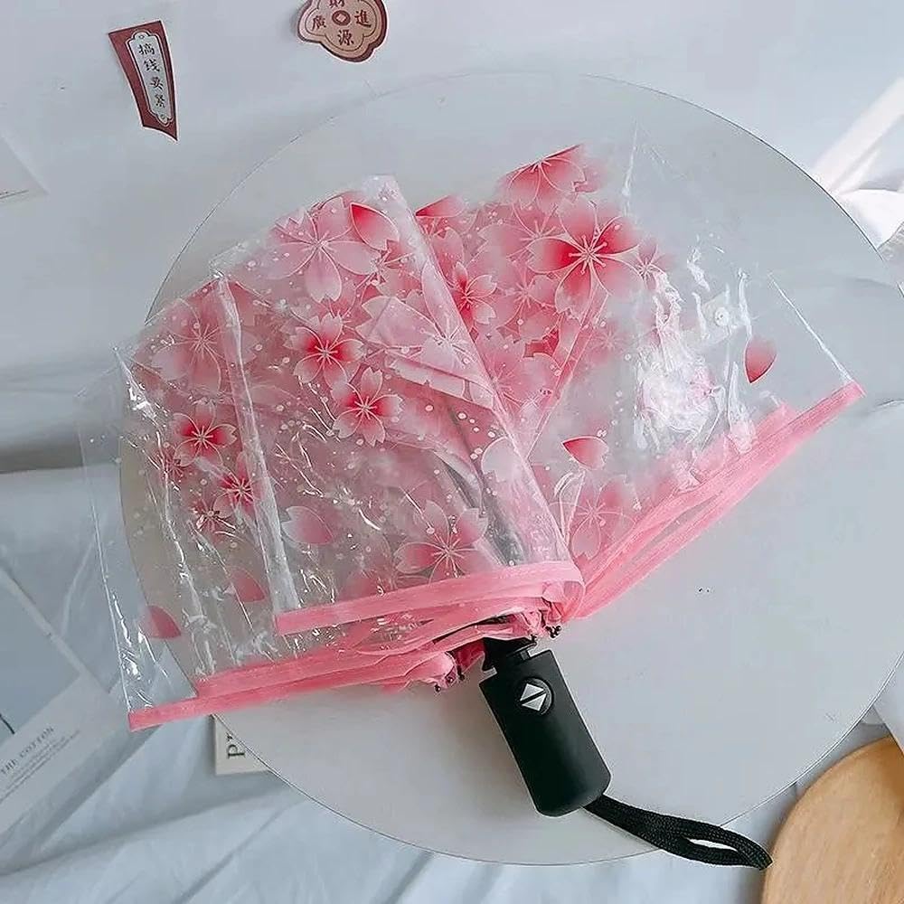 Clear Folding Umbrella, Windproof Compact Travel Umbrella