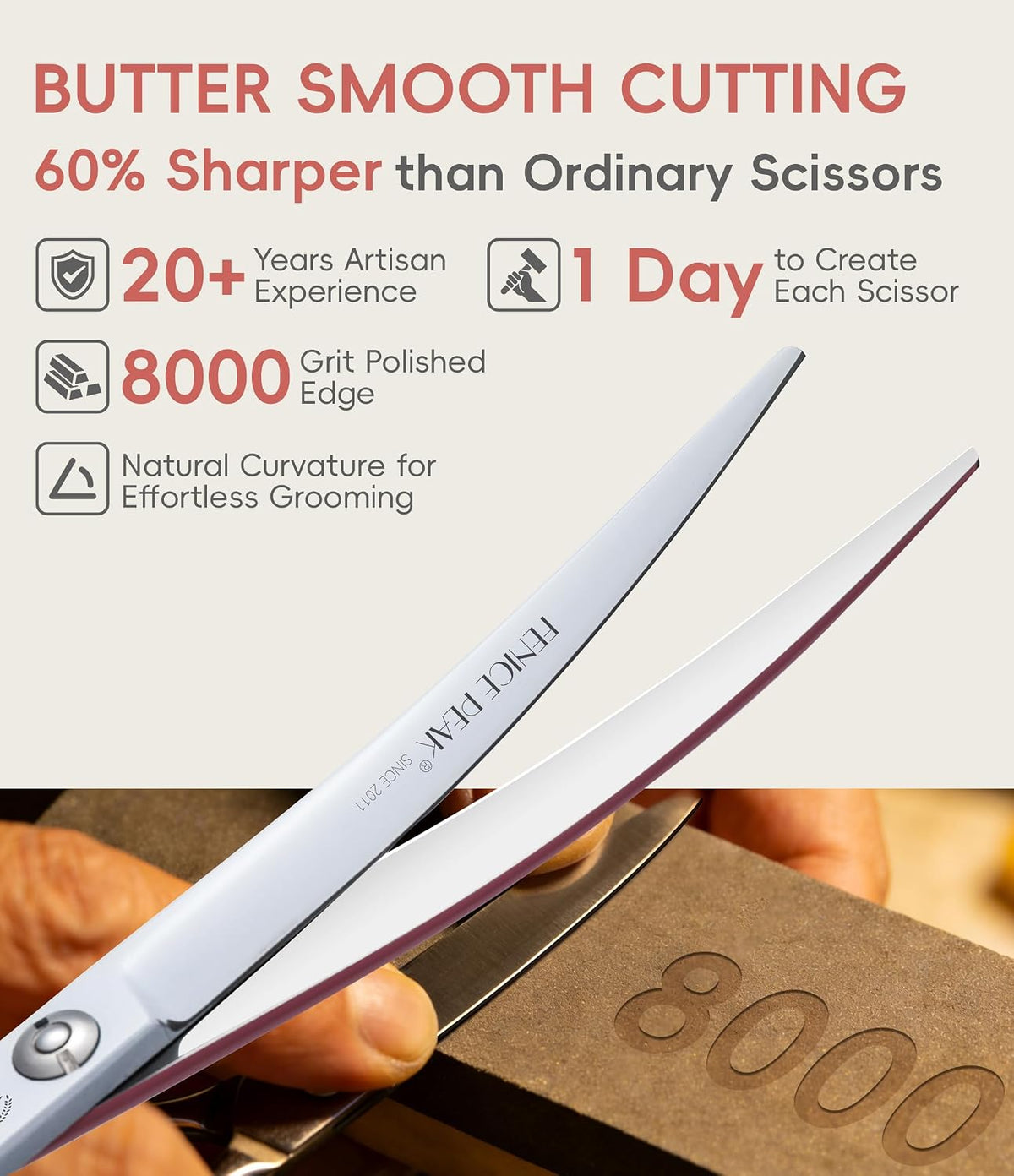 7" Professional Chunker Dog Grooming Scissors, Japanese 440C Stainless Steel, Handcrafted Precision Trimming Shears for Face, Body, and Paws, Pink-White