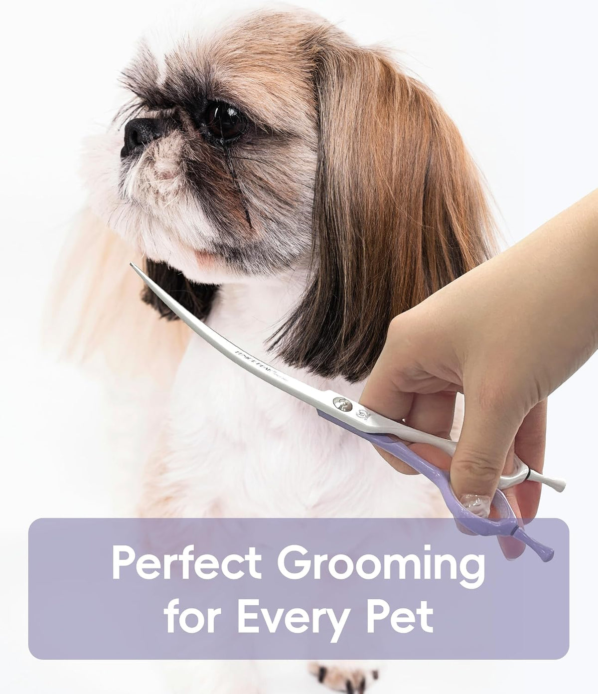 7" Professional Chunker Dog Grooming Scissors, Japanese 440C Stainless Steel, Handcrafted Precision Trimming Shears for Face, Body, and Paws, Pink-White