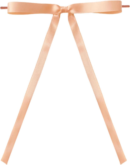 Meseey 30 Pcs Peach Satin Bows with Twist Ties 5x7 Inch Pre-Tied Premade Ribbon Bows for Wedding, Baby Shower, Spring, Summer, Birthday, Christmas Tree, Wreath, Gift Wrapping & Home Decorations
