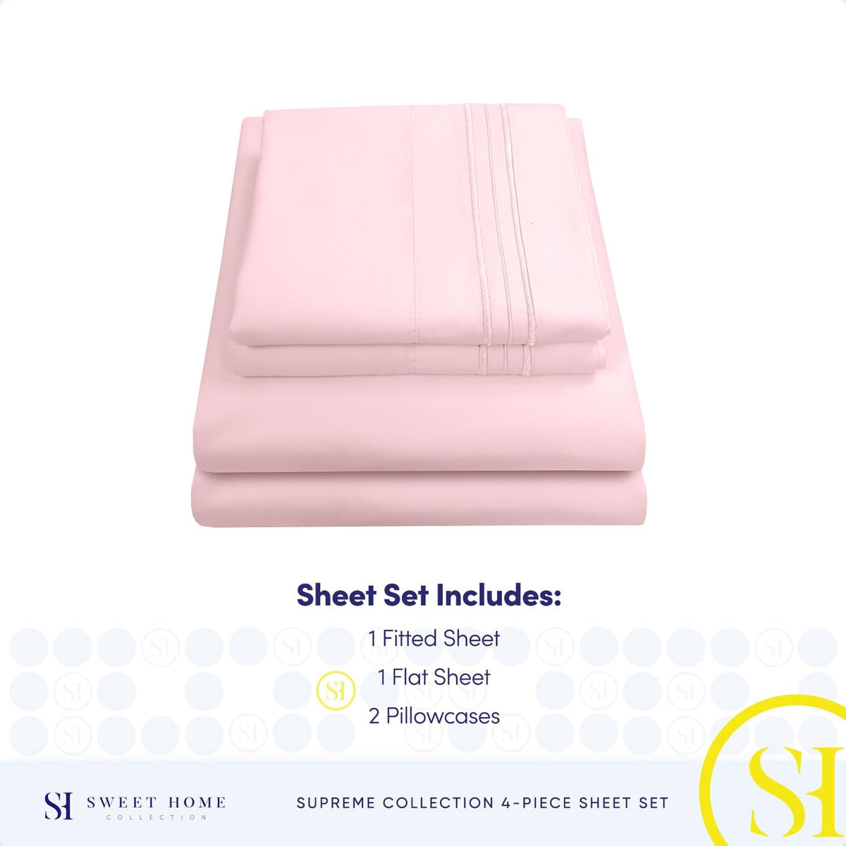 1800 Thread Count Sheet Set – Soft Egyptian Quality Brushed Microfiber Sheets – Luxury Bedding Set with Flat Sheet, Fitted Sheet, Pillow Cases, Queen, Pale Pink, Sheet Set