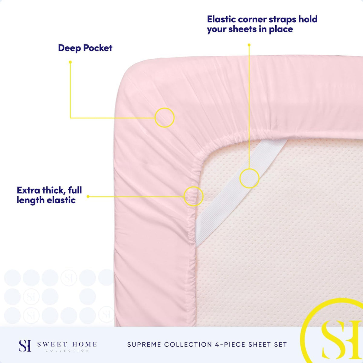 1800 Thread Count Sheet Set – Soft Egyptian Quality Brushed Microfiber Sheets – Luxury Bedding Set with Flat Sheet, Fitted Sheet, Pillow Cases, Queen, Pale Pink, Sheet Set
