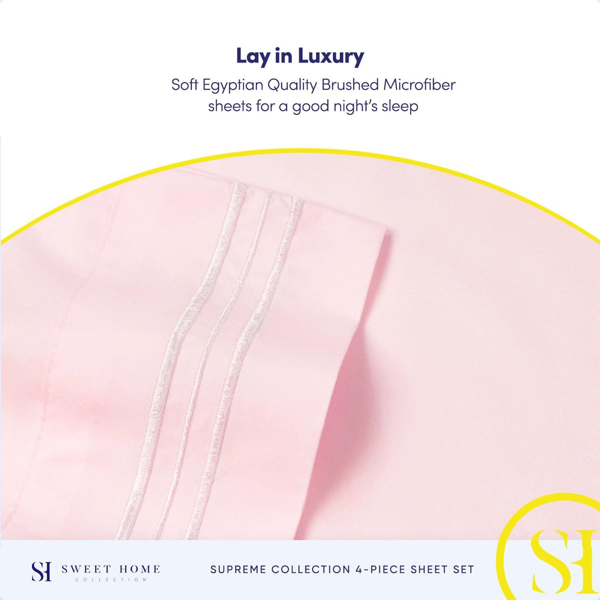 1800 Thread Count Sheet Set – Soft Egyptian Quality Brushed Microfiber Sheets – Luxury Bedding Set with Flat Sheet, Fitted Sheet, Pillow Cases, Queen, Pale Pink, Sheet Set