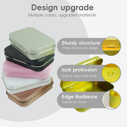 20 Rectangular Metal Tins, 3.7 x 2.4 x 0.9 in for Gift Cards