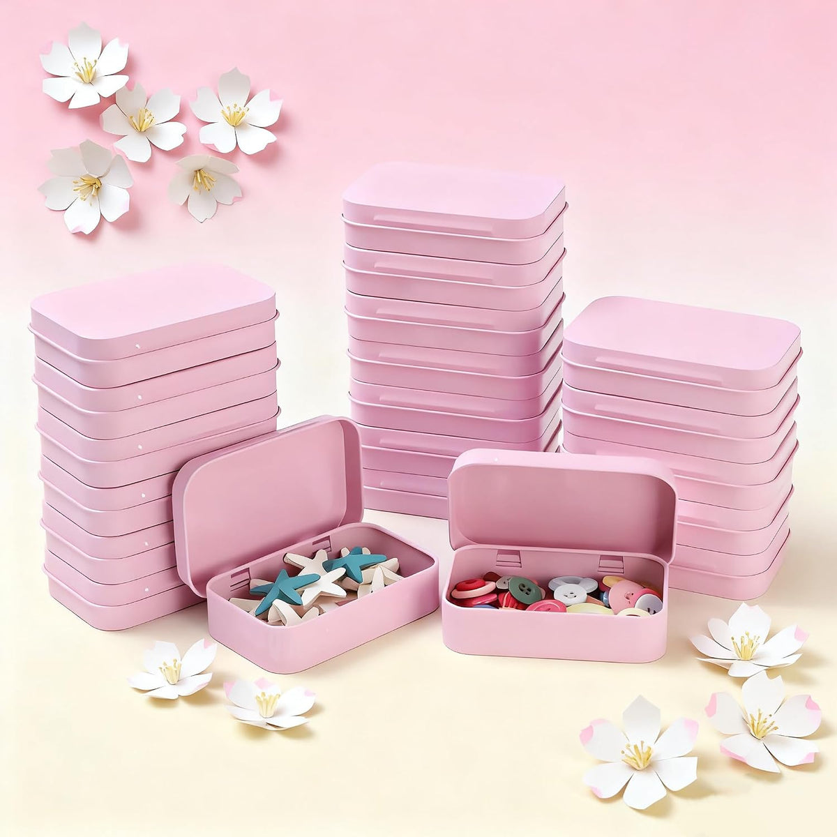 20 Rectangular Metal Tins, 3.7 x 2.4 x 0.9 in for Gift Cards