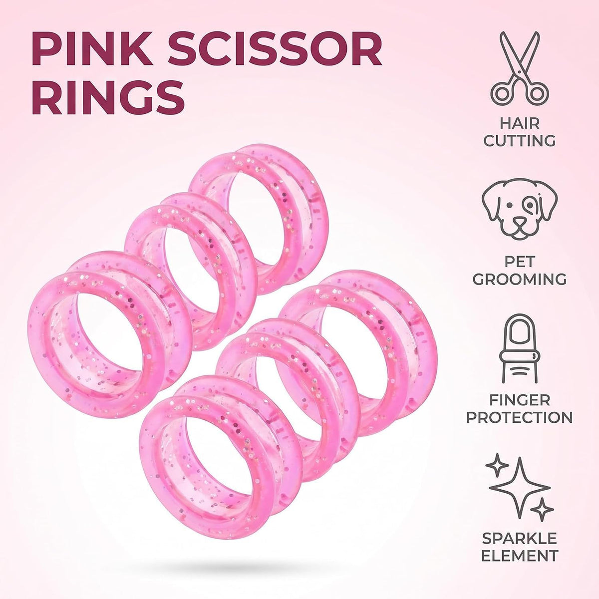 10Pcs Pink Silicone Scissors Finger Rings Grips Grooming Shear Thumb Inserts Finger Protector Ring for Barber Hair Cutting Scissors Pet Shears Hair Cutting Shears Hair Cutting Tools