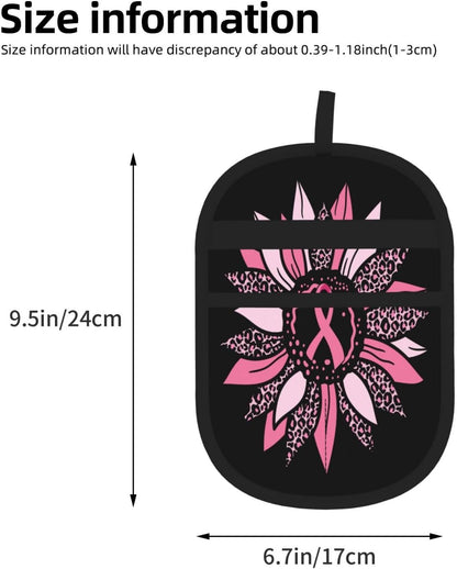 Pink Ribbon Breast Cancer Awareness Sunflower Pet Hair Removal Glove Dogs Hair Remover Glove Cats Fur Removal Tool with Hanging Loop for Couch 6.7X9.5 in