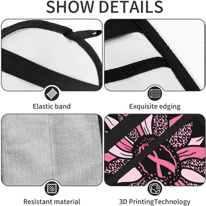 Pink Ribbon Breast Cancer Awareness Sunflower Pet Hair Removal Glove Dogs Hair Remover Glove Cats Fur Removal Tool with Hanging Loop for Couch 6.7X9.5 in