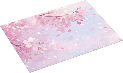 Dish Drying Mat Japanese Art Cherry Blossom Pink for Kitchen Counter Absorbent 18x24 Inch Microfiber Dishes Plate Glass Dry Draining Pad Reversible Washable