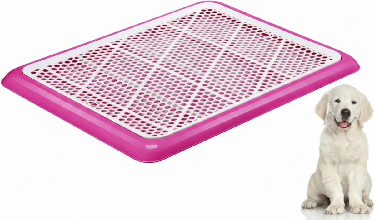Dog Pee Pad Holder Potty Tray Portable Dog Litter Box Toilet Training for Indoor Outdoor Small Medium Large Pet Puppy(Pink,25.59 x 18.9 Inches,2 Pcs)
