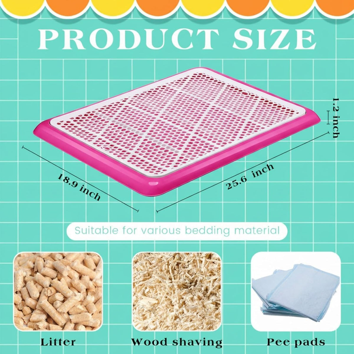 Dog Pee Pad Holder Potty Tray Portable Dog Litter Box Toilet Training for Indoor Outdoor Small Medium Large Pet Puppy(Pink,25.59 x 18.9 Inches,2 Pcs)