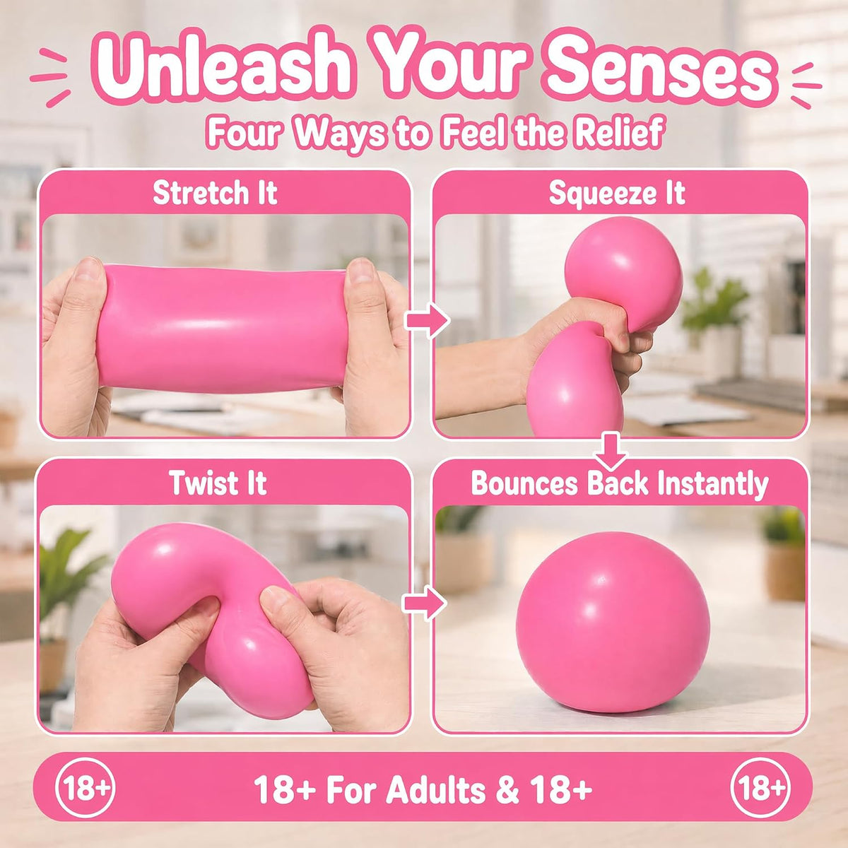 4 Inch Pink Jumbo Squishy Stress Ball for Adults Giant Dough Stress Ball
