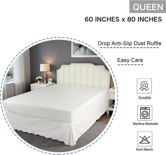 Chic 14'' Queen BedSkirts Scallop Edge Pleated Dust Ruffle