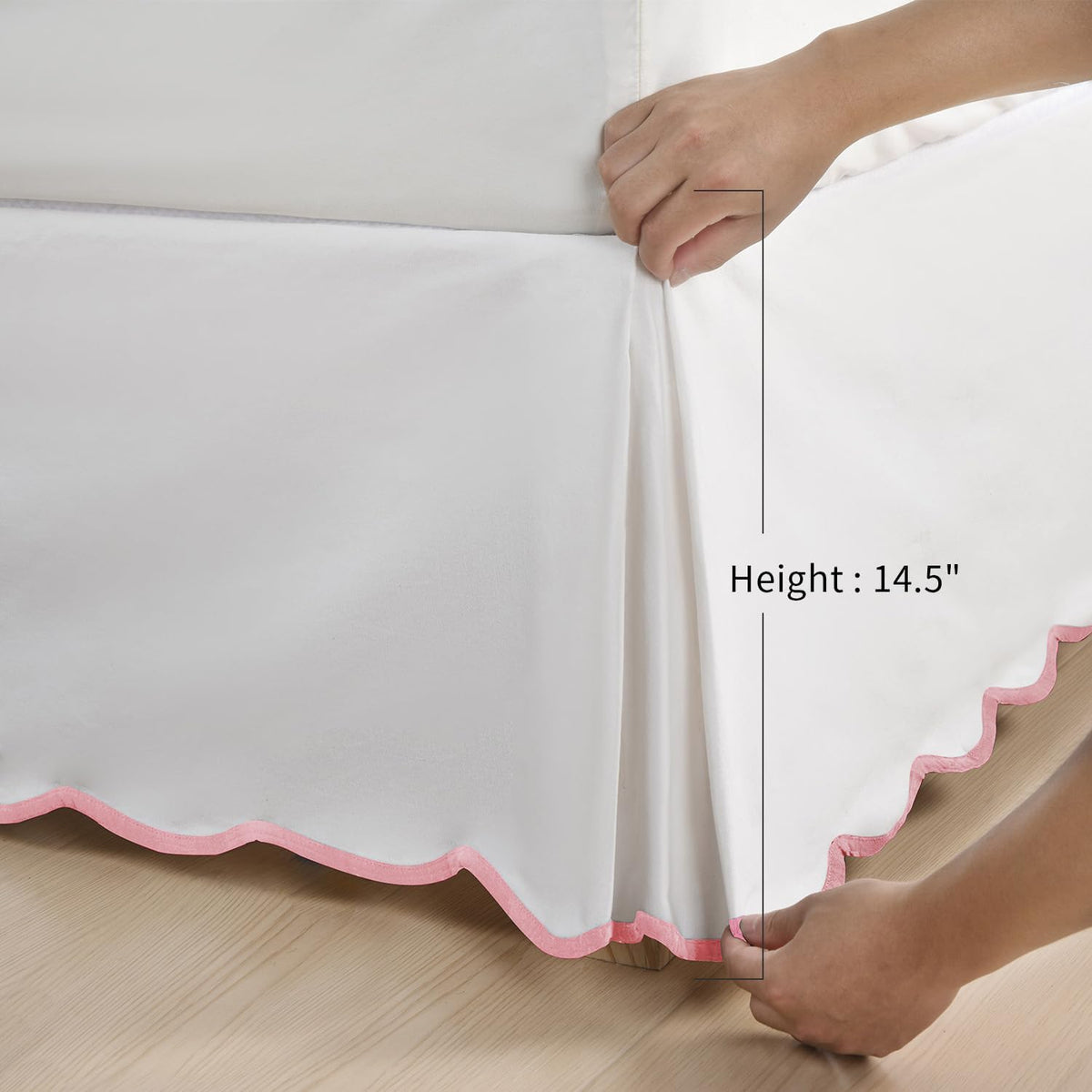 Chic 14'' Queen BedSkirts Scallop Edge Pleated Dust Ruffle