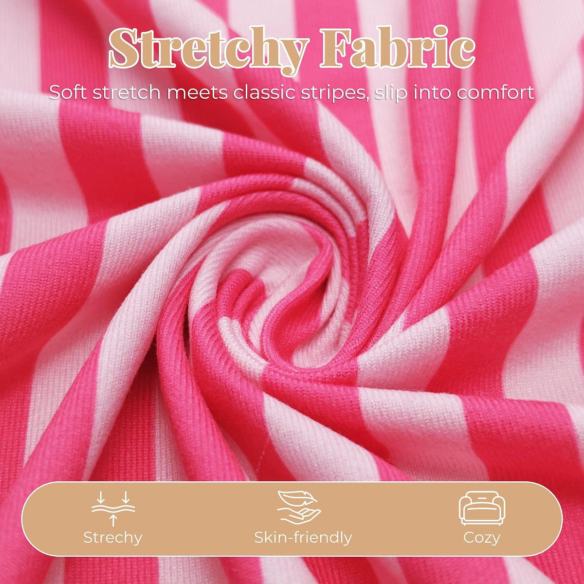 Short Robes for Women, Striped Lightweight Kimono Bathrobe for Spa