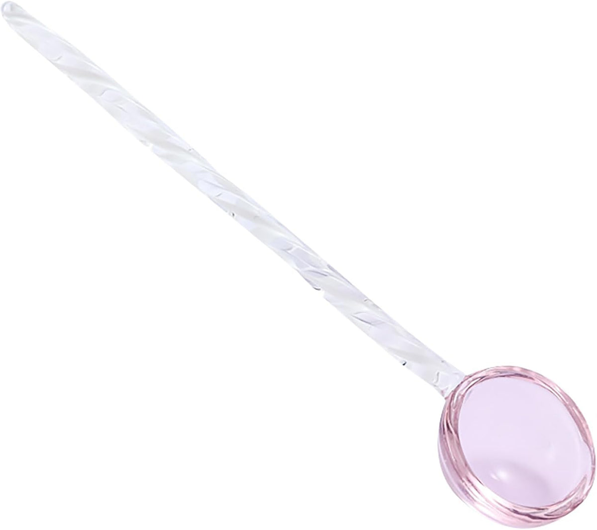 Glass Coffee Stirring Spoons Clear Crystal Cocktail Mixing Spoon Candy Color Teaspoons Ice Cream Jam Yogurt Salt Sugar Scoop Swizzle Stick Stirrer for Bar Cafe Party Banquet (Pink-A)