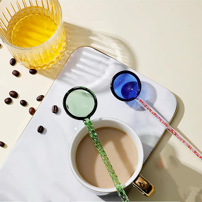Glass Coffee Stirring Spoons Clear Crystal Cocktail Mixing Spoon Candy Color Teaspoons Ice Cream Jam Yogurt Salt Sugar Scoop Swizzle Stick Stirrer for Bar Cafe Party Banquet (Pink-A)