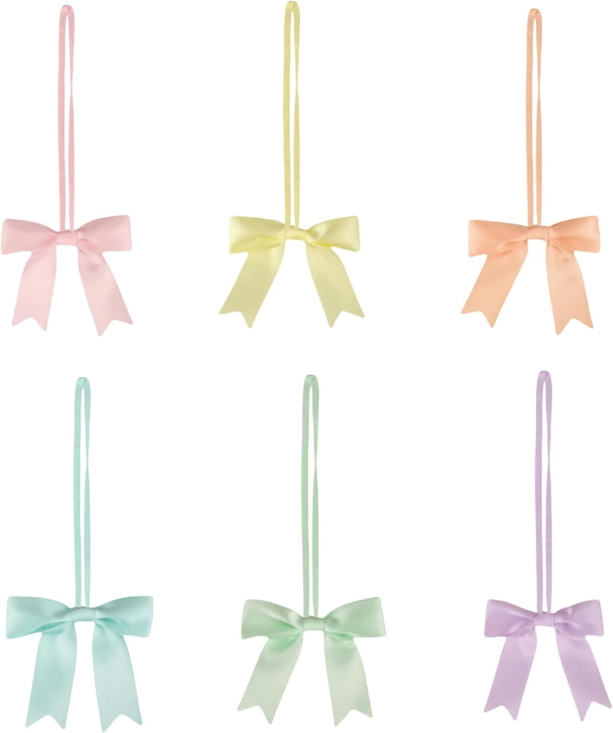 Meseey 60pcs 8 Inch Stretch Elastic Loops with Premade Pastel Pink/Purple/Yellow/Blue/Green/Peach Ribbon Bows for Gift Wrapping,Baby Showers,Weddings,Christmas Boxes(8",Patstel)