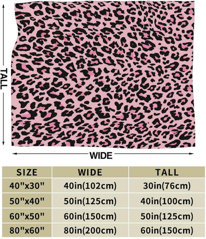Black and Pink Leopard Throw Blankets All Season Ultra Soft Warm Fleece Blanket for Home Bed Sofa Couch Chair Outdoor Travel Camping 40x30 Inch