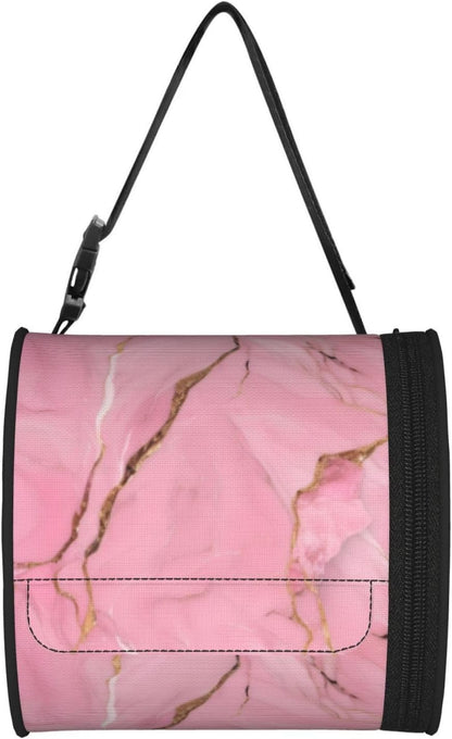 Pink Marble Texture Print Cylinder Tissue Box Cover Portable Tissue Holder for Bathroom Car Office Home Indoor Outdoor