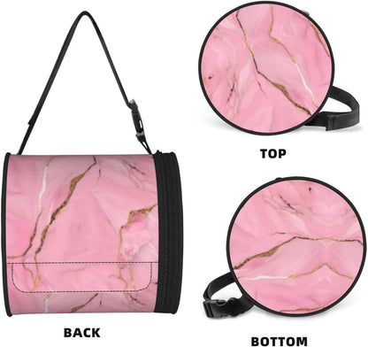 Pink Marble Texture Print Cylinder Tissue Box Cover Portable Tissue Holder for Bathroom Car Office Home Indoor Outdoor