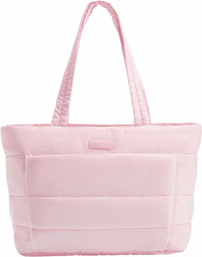 Puffer Tote Bag for Women, Large Travel Bag, Multiple Compartments for Work, Study, Gym, 20L, Fits 15.6'' Laptop