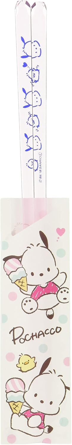 Sanrio 490565 Pochacco with Peppers Clear Chopsticks, Light Pink