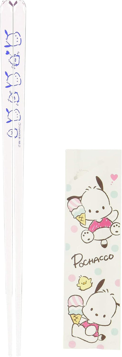 Sanrio 490565 Pochacco with Peppers Clear Chopsticks, Light Pink