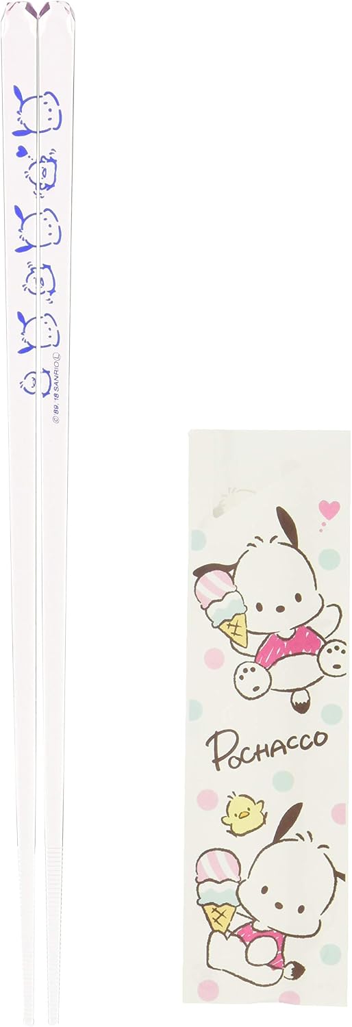 Sanrio 490565 Pochacco with Peppers Clear Chopsticks, Light Pink