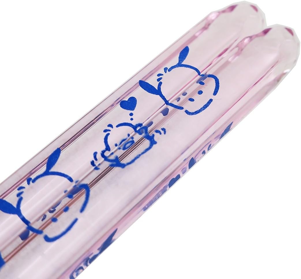 Sanrio 490565 Pochacco with Peppers Clear Chopsticks, Light Pink