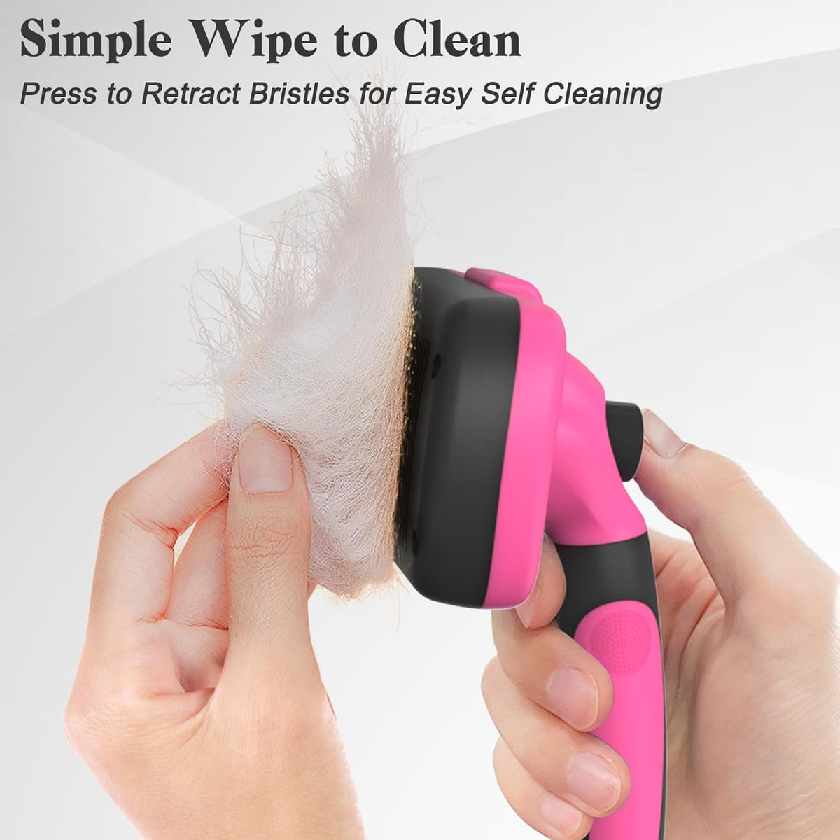 Self Cleaning Slicker Brush for Dogs & Cats - Skin Friendly Grooming, Deshedding, Hair Removal for Puppies & Long/Short Haired Pets, Pet Supplies Accessory, Pink