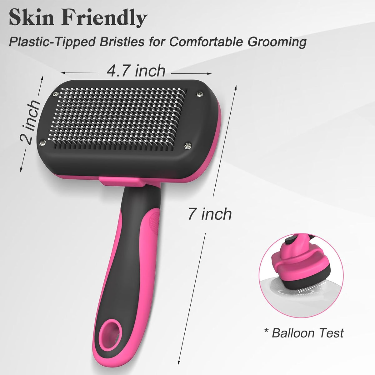 Self Cleaning Slicker Brush for Dogs & Cats - Skin Friendly Grooming, Deshedding, Hair Removal for Puppies & Long/Short Haired Pets, Pet Supplies Accessory, Pink