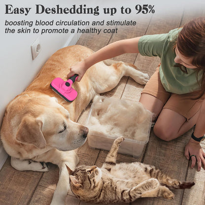 Self Cleaning Slicker Brush for Dogs & Cats - Skin Friendly Grooming, Deshedding, Hair Removal for Puppies & Long/Short Haired Pets, Pet Supplies Accessory, Pink