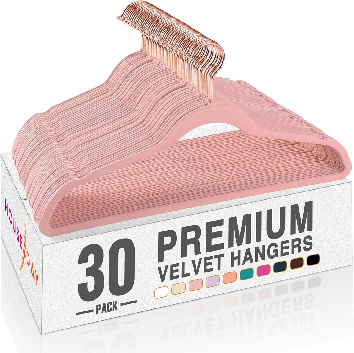 Velvet Hangers 30 Pack, Premium Non-Slip Felt Hangers, Sturdy Pink Clothes Hanger Heavy Duty, Space Saving Durable Suit Coat Hanger, 360° Rotating Rose Gold Hook