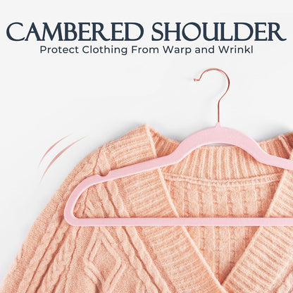 Velvet Hangers 30 Pack, Premium Non-Slip Felt Hangers, Sturdy Pink Clothes Hanger Heavy Duty, Space Saving Durable Suit Coat Hanger, 360° Rotating Rose Gold Hook