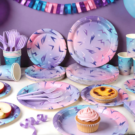120Pcs Demon Party Plates and Napkins - Serves 24 | Includes 24x 9"Disposable Plates,24x 7"Dessert Plates,24x Napkins,24x 9oz Cups & 24x Forks | for Hunters Theme Kpop Boys Girls Party Decorations