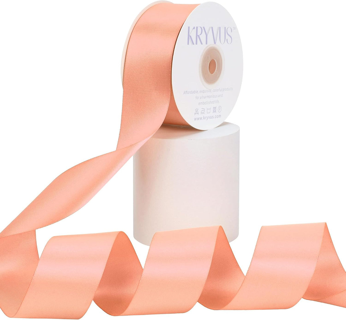 Peach Satin Ribbon, Double Faced 1-1/2 Inch X 25 Yards Peach Ribbon, Premium Satin Ribbons for Gift Wrapping, Crafts, Hair Bow Making, Sewing, Flower Bouquet, Wedding Party Decor