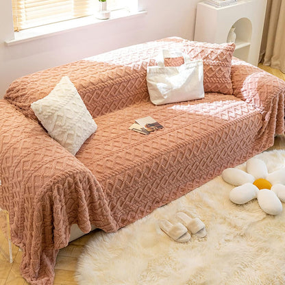 Plush Throw Blanket Sofa Cover - Soft & Comfortable Multifunctional Slipcovers for Living Room Chair, Couch, Bed - Modern Decorative Travel Blanket & Nap Throws - Armchair Sofa Towel