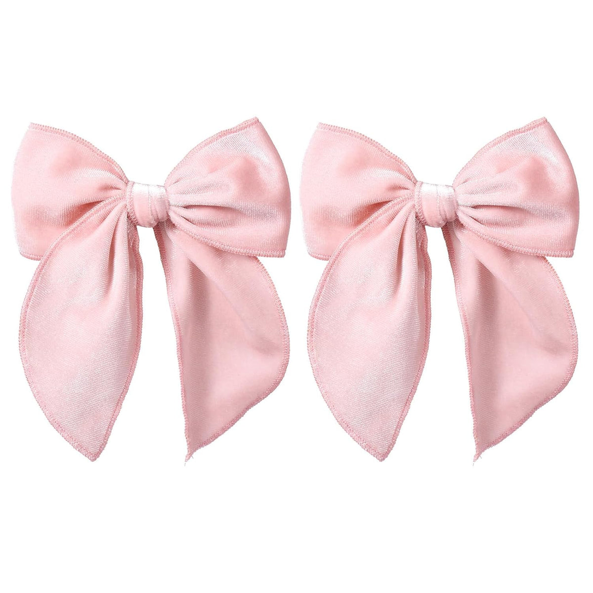 Light Pink Velvet Ribbon Linen Hair Bow Clips 5" Large Velvet Fable Bow Alligator Barrettes Hairpins for Toddler Teens Baby Girls Kids Ponytail Knot Bows Hair Accessory Valentines Gift