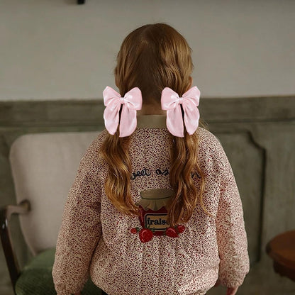 Light Pink Velvet Ribbon Linen Hair Bow Clips 5" Large Velvet Fable Bow Alligator Barrettes Hairpins for Toddler Teens Baby Girls Kids Ponytail Knot Bows Hair Accessory Valentines Gift