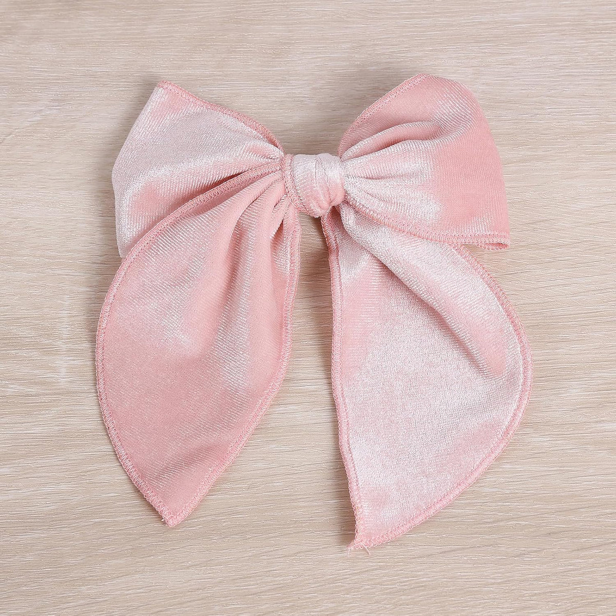 Light Pink Velvet Ribbon Linen Hair Bow Clips 5" Large Velvet Fable Bow Alligator Barrettes Hairpins for Toddler Teens Baby Girls Kids Ponytail Knot Bows Hair Accessory Valentines Gift