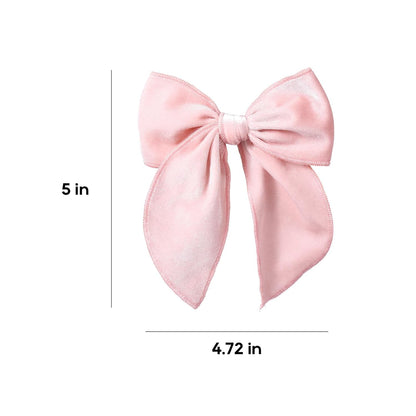 Light Pink Velvet Ribbon Linen Hair Bow Clips 5" Large Velvet Fable Bow Alligator Barrettes Hairpins for Toddler Teens Baby Girls Kids Ponytail Knot Bows Hair Accessory Valentines Gift
