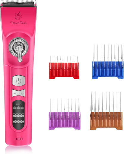 Professional Cordless Dog Grooming Clippers, 12-Hour Runtime, Replaceable 440C Stainless Steel Blade, 3-Speed Quiet Electric Pet Hair Trimmer for Thick, Curly & Matted Coats, Groomer & Home Use, Pink