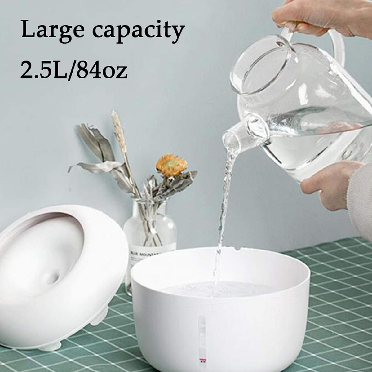 Cat Dog Water Fountain, 2.5L/84Oz Ultra-Quiet Pet Water Fountain Automatic Cat Water Dispenser Electric Water Drinking Fountain for Cats, Dogs with Filter, Water Level Window