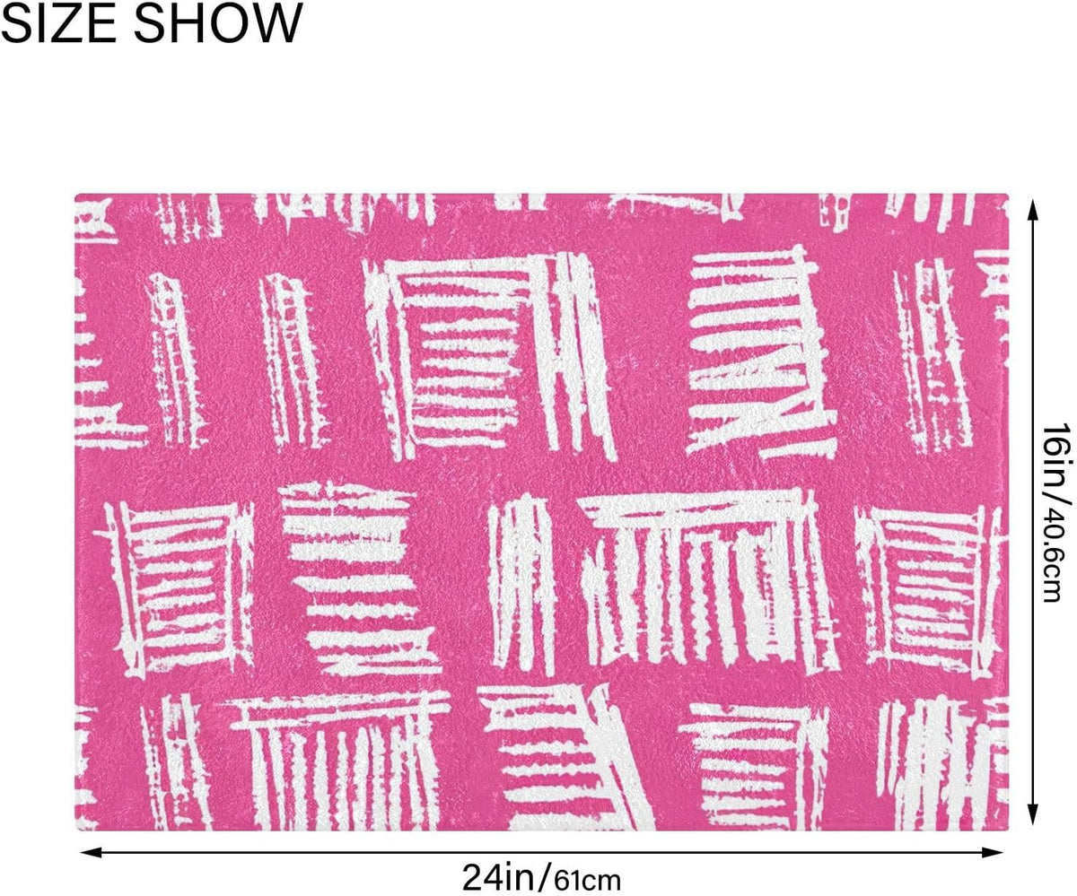 Abstract Pink Stripe Absorbent Bathroom Rug, 24''x16'' Extra Soft Thick Plush Bath Mat, Non-Slip Shaggy Bath Rug for Tub, Shower and Bath, Machine Washable