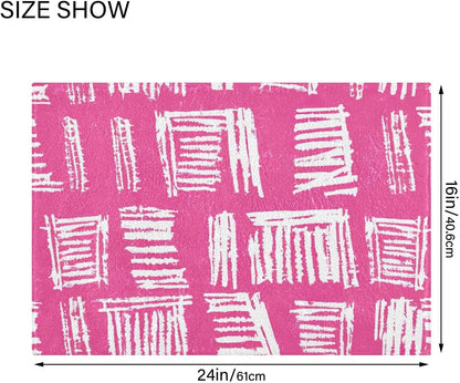 Abstract Pink Stripe Absorbent Bathroom Rug, 24''x16'' Extra Soft Thick Plush Bath Mat, Non-Slip Shaggy Bath Rug for Tub, Shower and Bath, Machine Washable