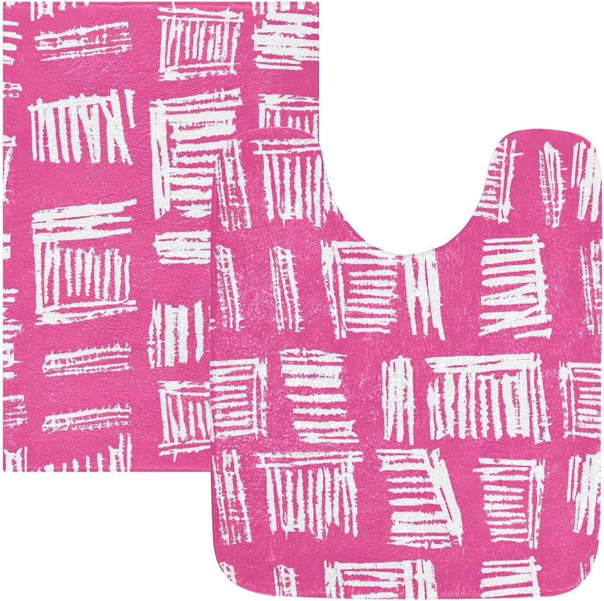 Abstract Pink Stripe Absorbent Bathroom Rug, 24''x16'' Extra Soft Thick Plush Bath Mat, Non-Slip Shaggy Bath Rug for Tub, Shower and Bath, Machine Washable