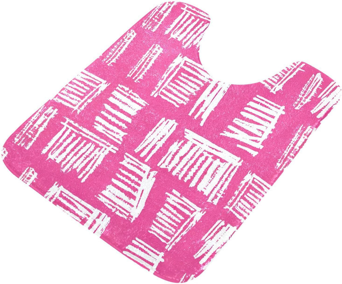 Abstract Pink Stripe Absorbent Bathroom Rug, 24''x16'' Extra Soft Thick Plush Bath Mat, Non-Slip Shaggy Bath Rug for Tub, Shower and Bath, Machine Washable