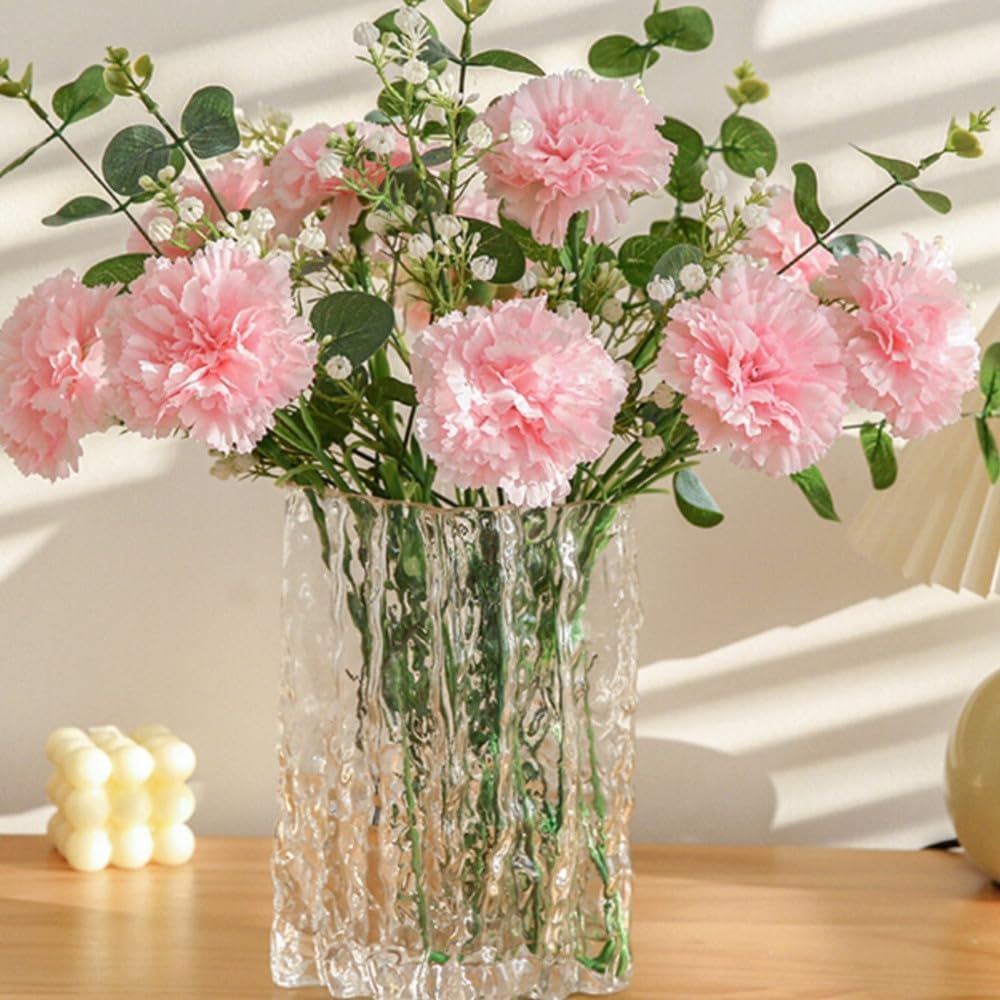 20 Pcs Carnations Bouquets 15Inch Artificial Carnations Flowers,No Fade Artificial Flower, Silk Petals Fake Flowers Forever Plants for Home Party and Wedding Decor (Light Pink)