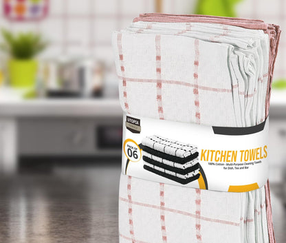 Kitchen Towels 12 Pack, 15 x 25 Inches, 100% Ring Spun Cotton Super Soft and Absorbent Linen Dish, Tea and Bar Towels Set, Dusty Pink